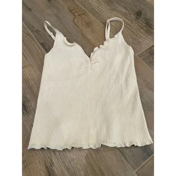 Out from Under by Urban Outfitters Bundle (2) Blue/Cream Cropped tank Tops. XS/S - Picture 2 of 7